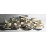 A Pinxton? China Part Tea and Coffee Set decorated with various landscapes and numbered to the
