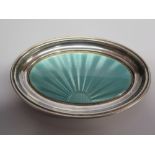 A George V Silver and Green Guilloché Enamel Oval Pin Dish, Birmingham 1928, Adie Bros.Ltd.