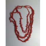 A 19th Century Stick Coral Necklace with Gold Clasp