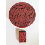 A Nineteenth Century Cinnabar Box A/F and brooch