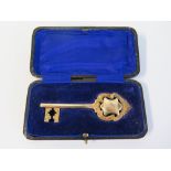 A George V Silver Gilt Key in presentation case, Chester 1928, CWS LD