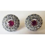 A Pair of Burmese Ruby and Diamond Earrings, rubies untreated 1.08ct and 2.2ct diamonds