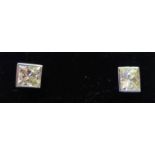 A Pair of Princess Cut Diamond Earrings, 2.1ct