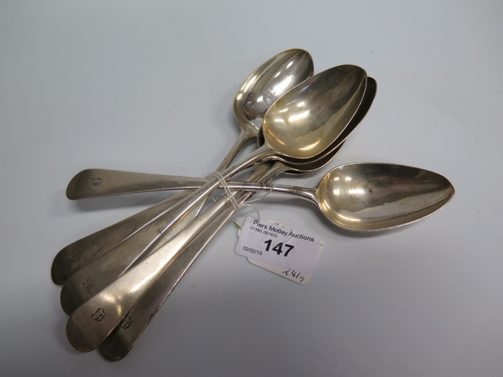 George III Set of Six Silver Desert Spoons, London 1799, George Turner & Thomas Biddell, 241g