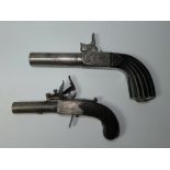 Two Garter Pistols: Flintlock and Percussion Firing Example with rifled barrel