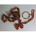 Amber Chip Necklaces, 128g