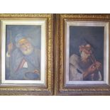 Pair of Portrait Studies of Men, oil on canvas, unsigned Southern European, 38 x 24.5cm, in gilt