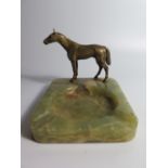 An Austrian Bronze Horse Mounted AshtrayBase A/F