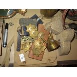 Selection of Militaria including map case, pair or 'Egypt' book ends, badges etc