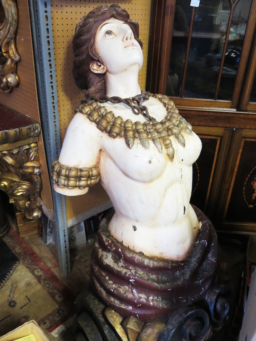 A Large Carved Wood Ships Figurehead, c. 135cm