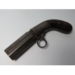 A 19th Century J R Cooper's patent type six shot under hammer pepperbox percussion pistol