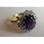 An Amethyst and Diamond Ring in 18ct gold