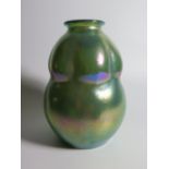 A Loetz Green Iridescent Creta Silberiris Glass Vase, 18cm