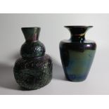 A Lava Glass Vase and Richardson Glass Dresser style vase, both 15cm