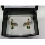 A Pair of Emerald and Diamond Earrings