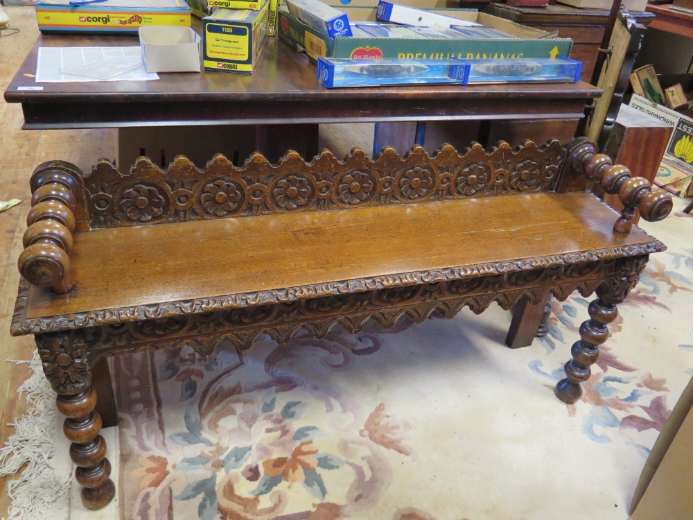 Carved Oak Window Seat