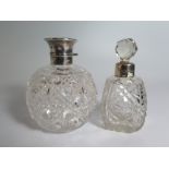 A George V Silver Mounted Cut Glass Scent Bottle, Birmingham 1910 and one other 1902