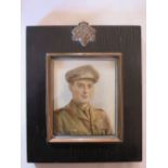 A World War One Portrait Miniature of a young officer, signed Laura Adams