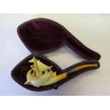 A Meerschaum Pipe with bowl in the form of a boat