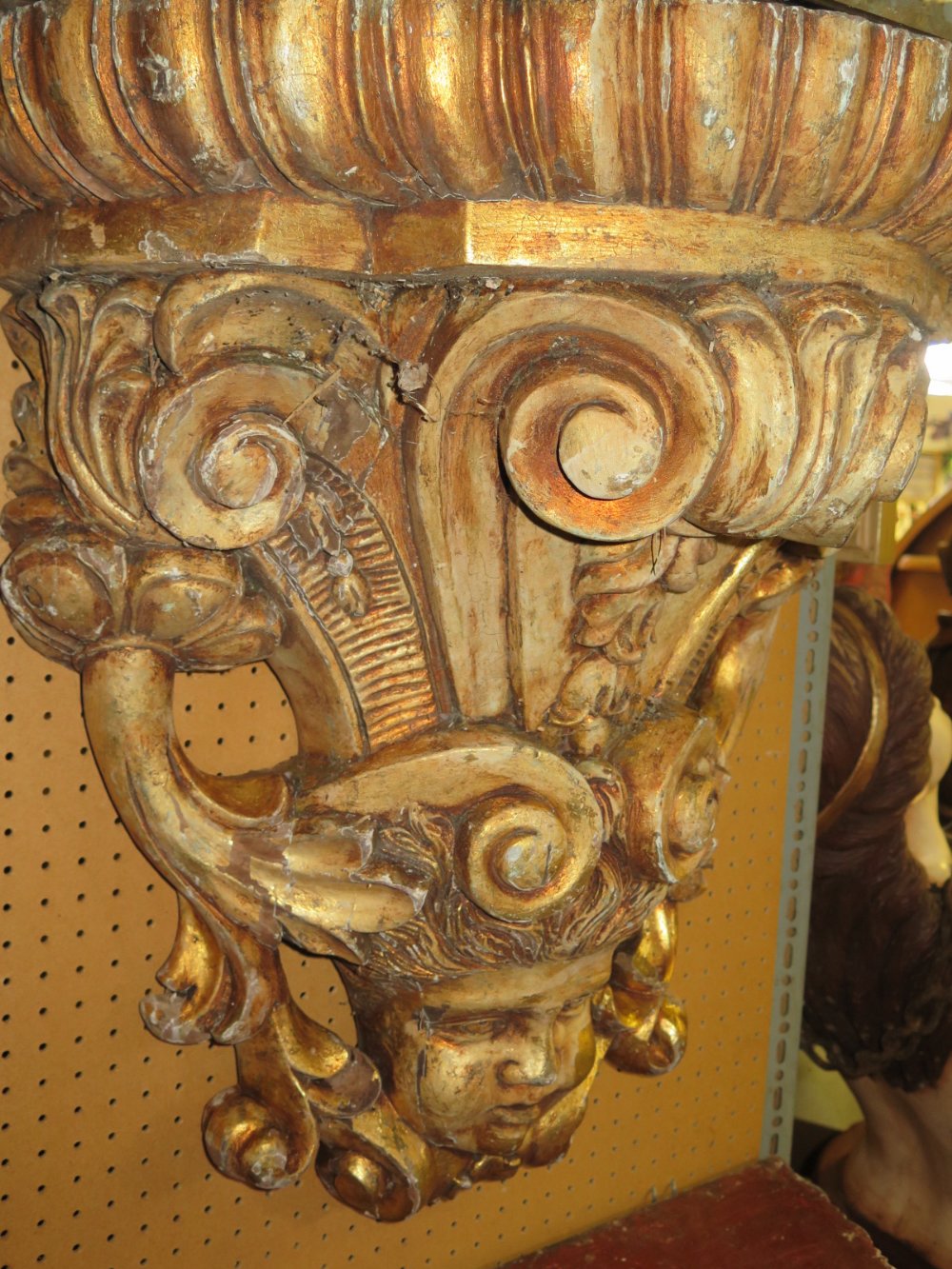 A Pair of Large Gilt Wood Wall Sconces, c. 62 x 62cm - Image 2 of 2