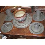 A Selection of Pewter including mugs and platter