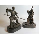 Kamiko, A Pair of Japanese Bronze Studies of Samurai