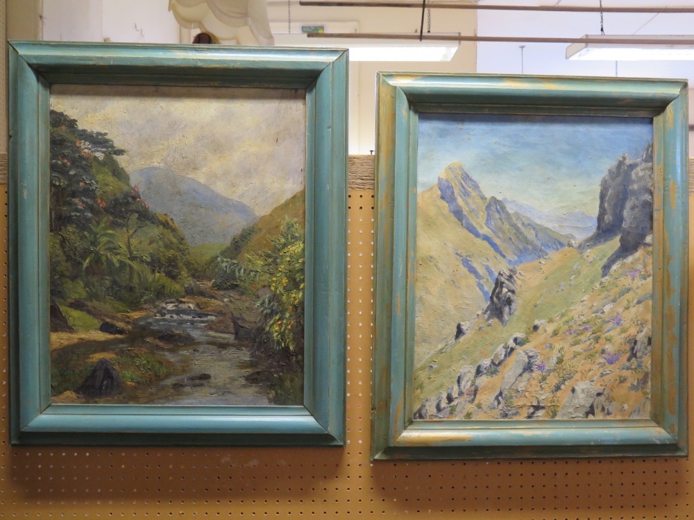 A Pair of H.J.F. Hunter Landscapes, oil on canvas and on board, 50 x 40cm, framed