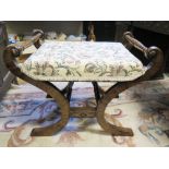 A Large Victorian Rosewood Dressing Table Stool with S- Scroll Supports