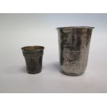 .84 Silver Beaker and silver shot cup