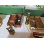 Two Small Brass Microscopes with cases