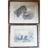 Spaniel with Snipe, unsigned, 40 x 30 cm, F&G and one other of bridge