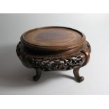 A Chinese Carved Hardwood Stand, 20cm diam.