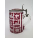 A Nineteenth Century Bohemian Red Flash Tankard