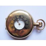 An A. J. Parker Keyless Half Hunter Pocket Watch with enamelled dial and Selezi Swiss made movement,