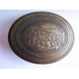 An Eighteenth Century Oval Snuff Box made from pressed horn and decorated with a vignette of