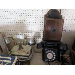 Two Wall Mounted Telephones and onyx telephone