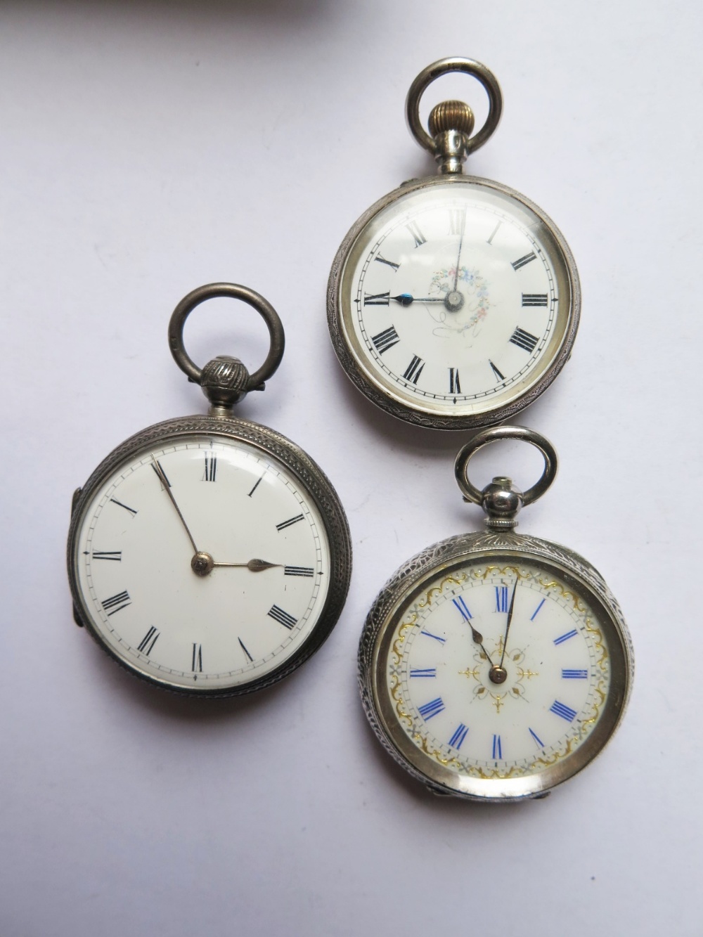 Three Silver Cased Ladies Pocket Watches