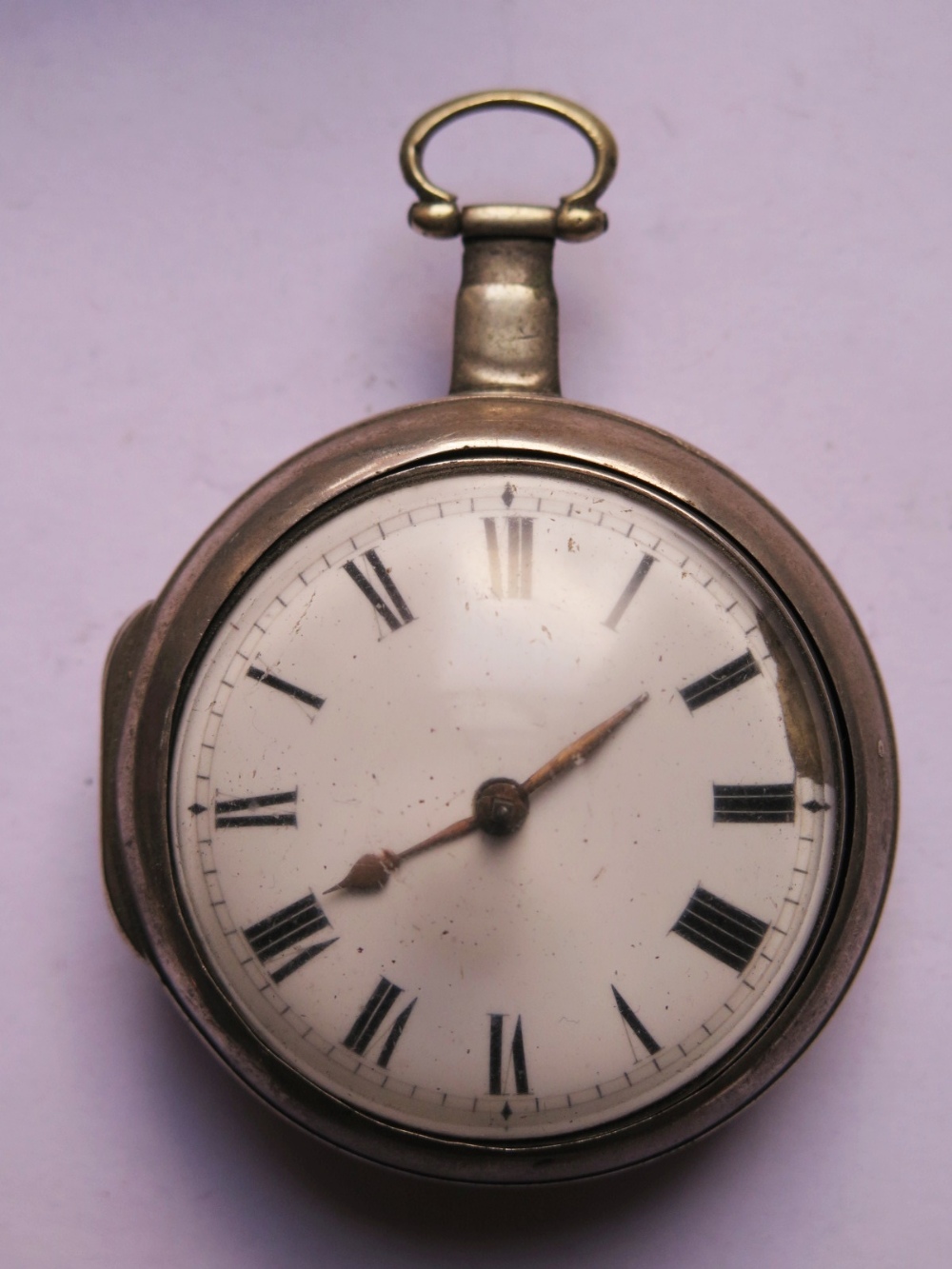 A George III Silver Pair Cased Pocket Watch by E. Fenwick of Windsor, the chain driven fusee