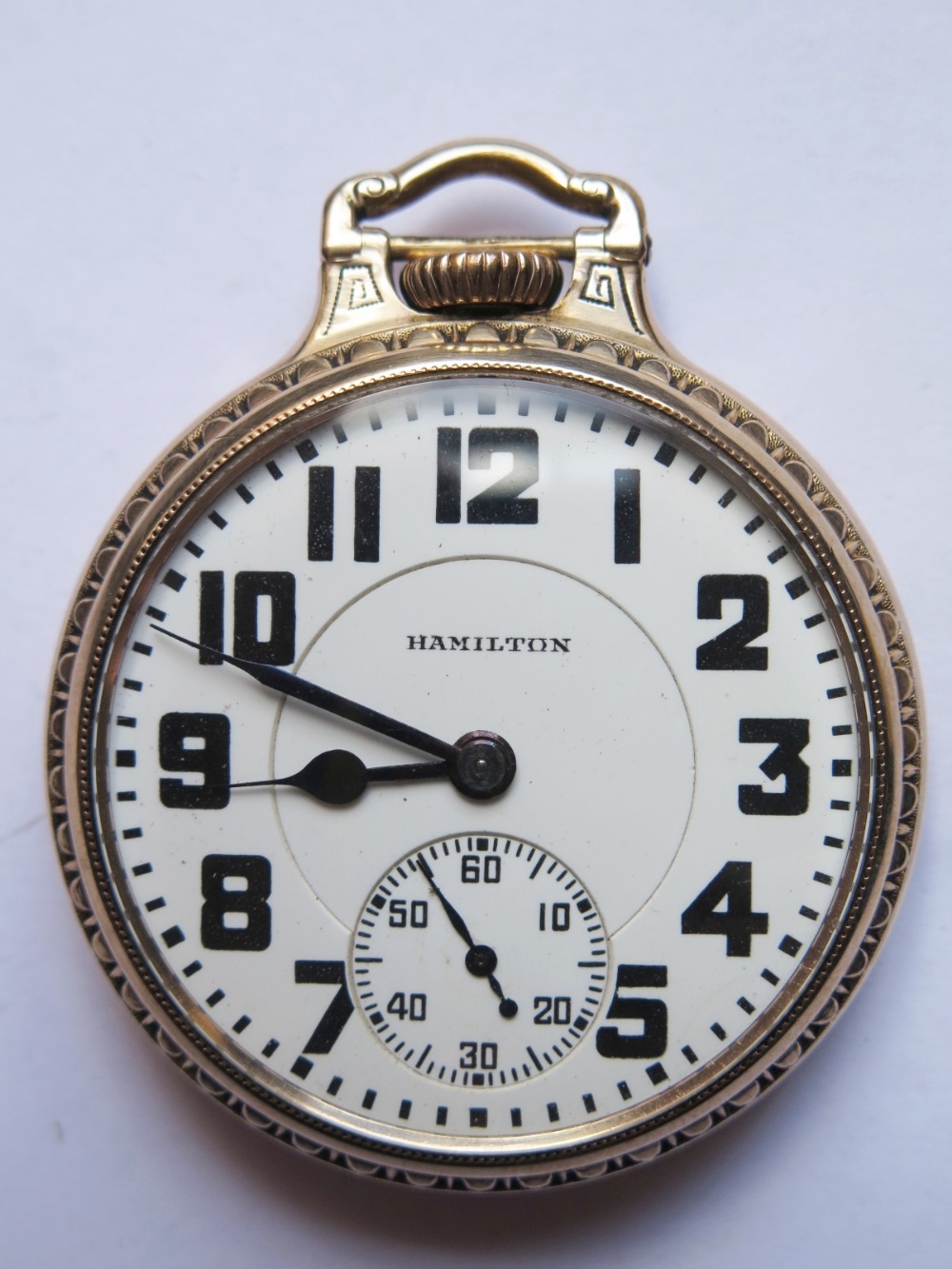 An Hamilton Railroad Pocket Watch in 10K Gold Filled Case