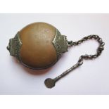 A Rare Seventeenth / Eighteenth Century Copper and Steel Hinged Snuff Box with chain and shovel, the