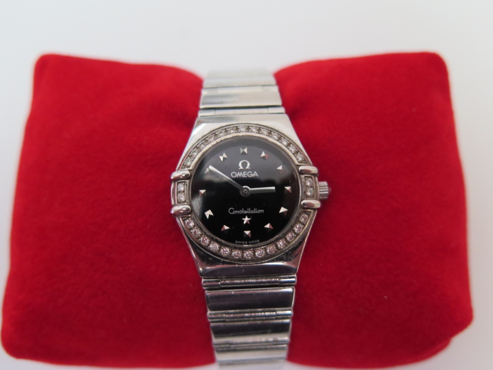 A Ladies Omega Constellation Steel Cased Watch with Diamond Bezel, box and papers. Ref. 13687100 - Image 2 of 2