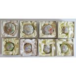 A Collection of Eight Crummles Beatrix Potter Handpainted Enamel Boxes