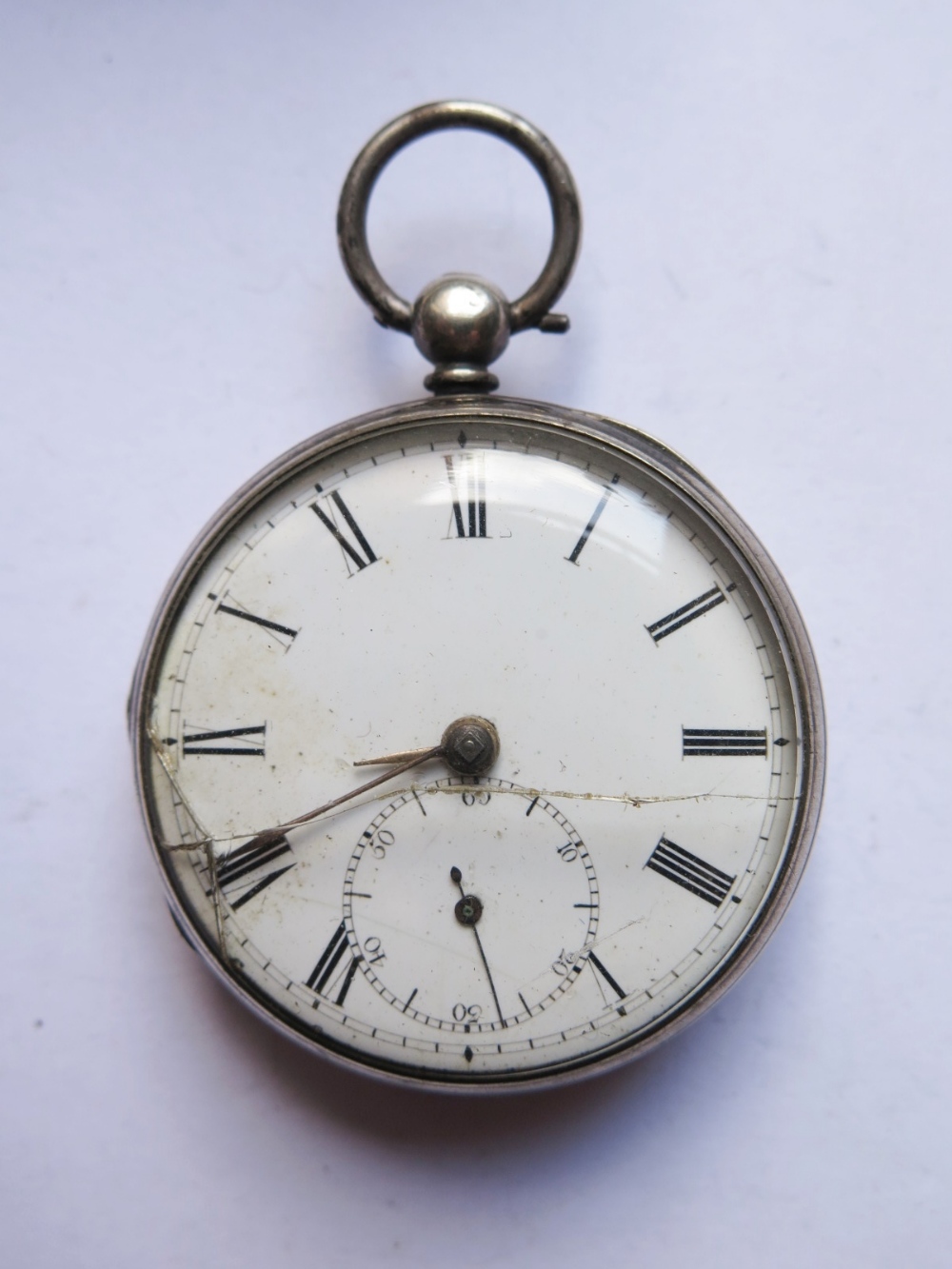 A C. Lupton Silver Cased Pocket Watch 15904, London 1857, glass cracked