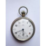 An Omega Keyless Military Pocket Watch with enamelled dial (chipped) 9978642, running