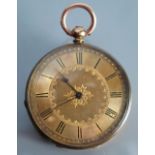 A 9ct Gold Pocket Watch, the dust cover marked Reed & Co. Market Place Cambridge, dial 3.4cm