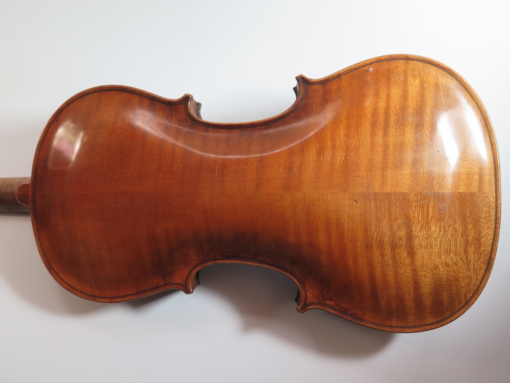 A Violin (14") and bow in case, both unmarked - Image 5 of 7