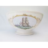 A Large Helsingør Elsinore Porcelain Bowl decorated with an oval cartouche depicting a British