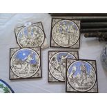 A Set of Five Minton Tiles _The Idylls of the King series designed by J Moyr Smith: Vivien (tiny