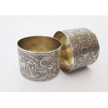 A Pair of 0.8 Continental Silver Napkin Rings, probably Swiss