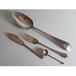 A George III Silver Table Spoon, Exeter 1808, John Tingcombe? and other odd silver, 85g